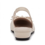 Damskie czółenka slingback z kokardą – beżowe, niski obcas – zdjęcie 5
