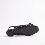 Damskie sandały peep toe w groszki – czarne z kokardą – zdjęcie 5