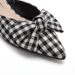 Damskie czółenka slingback z kokardą – białe, niski słupek – zdjęcie 4