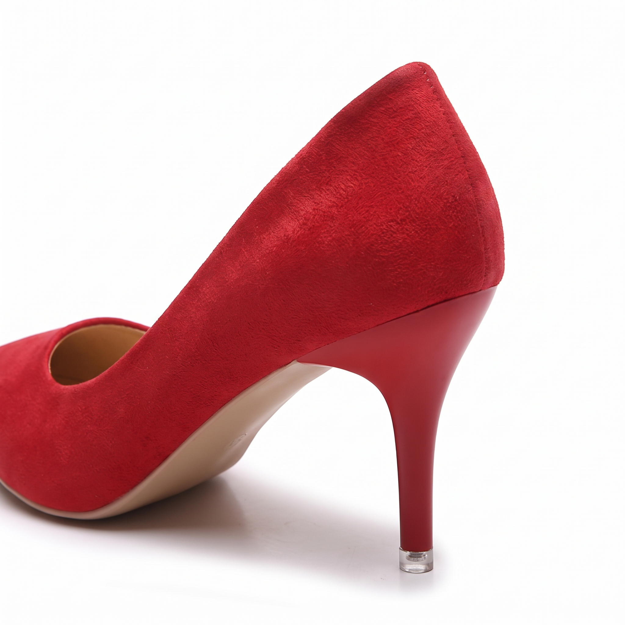 Szpilki z ostrym noskiem – czerwone, wsuwane, ze skóry PU – zdjęcie 6
