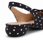 Damskie sandały peep toe w groszki – czarne z kokardą – zdjęcie 7