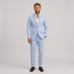 Męski garnitur lniany slim fit – elegancki krój na letnie okazje – zdjęcie 1