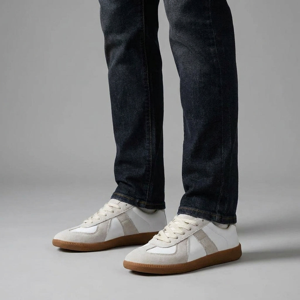 Męskie niskie sneakersy retro – panele i kontrastowe przeszycia – zdjęcie 2