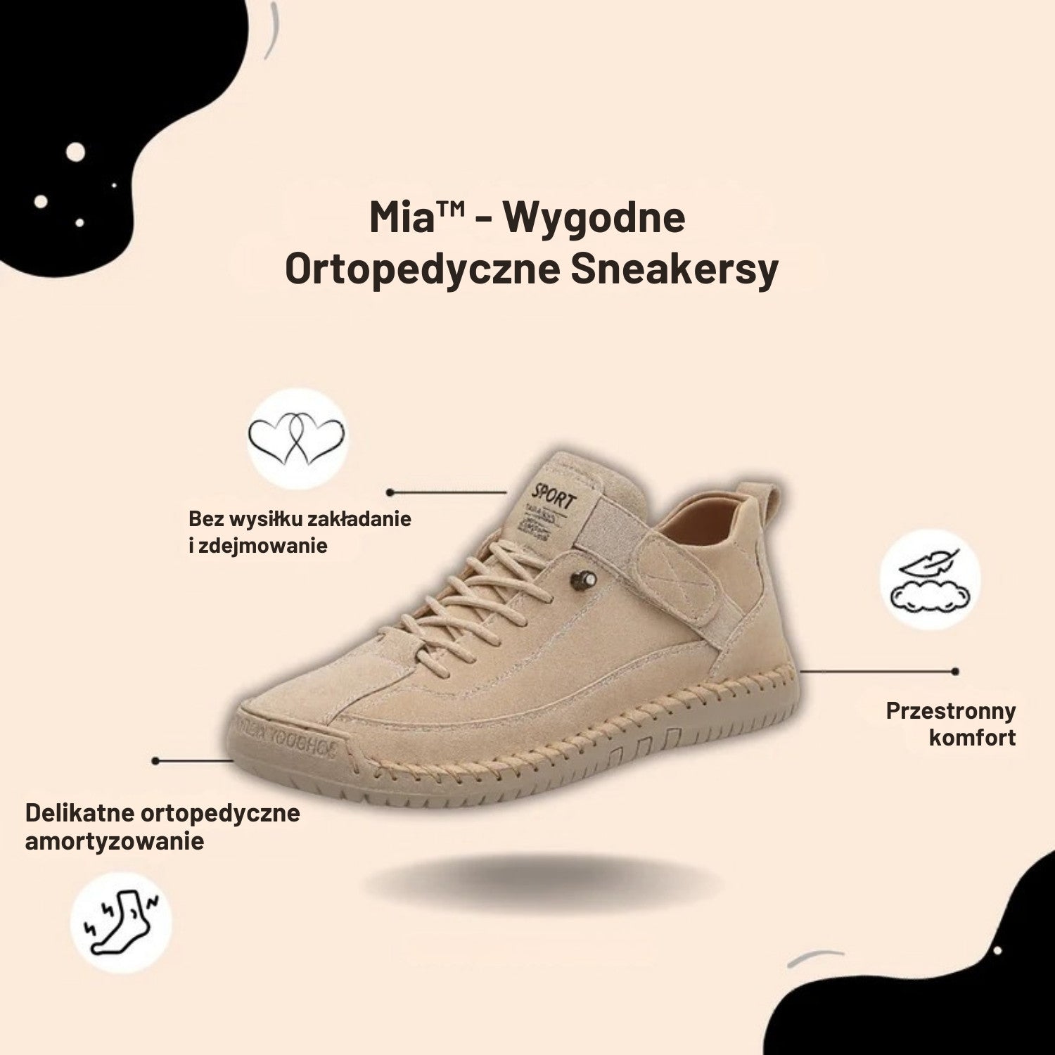 Damskie buty codzienne o szerokim kroju – miękka podeszwa – zdjęcie 2