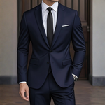 Męski garnitur dwuczęściowy slim fit – nowoczesny krój – Granatowy
