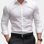 Męska koszula slim fit z długim rękawem – przewiewna, niegnąca się – zdjęcie 1