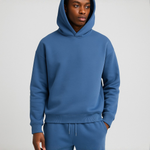 Męski dres oversize – bluza z kapturem i spodnie jogger – Niebieski