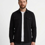 Męska koszula wierzchnia overshirt – prosty krój na wiosnę i jesień – Czarny