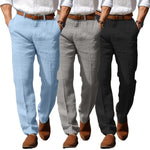 Męskie spodnie lniane – szlufki na pasek, wygodny krój – zdjęcie 2