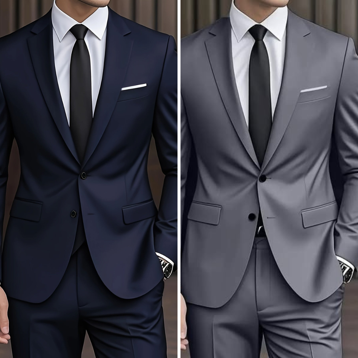 Męski garnitur dwuczęściowy slim fit – nowoczesny krój – zdjęcie 12