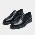 Męskie buty derby – eleganckie, sznurowane, z gumową podeszwą – Czarny