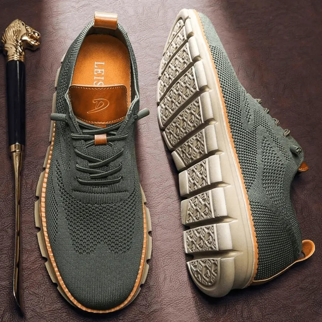 Męskie sneakersy z dzianiny – lekkie, z amortyzującą podeszwą – Zielony