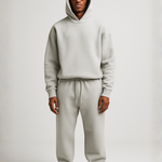 Męski dres oversize – bluza z kapturem i spodnie jogger – Jasnoszary