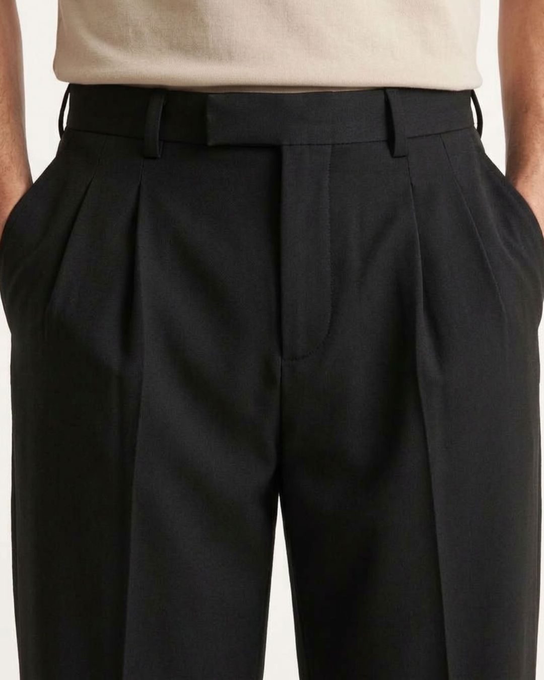 Męskie spodnie z szerokimi nogawkami – luźny krój smart casual – zdjęcie 2