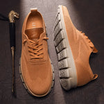 Męskie sneakersy z dzianiny – lekkie, z amortyzującą podeszwą – Camelowy