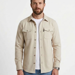 Męska koszula wierzchnia overshirt – prosty krój na wiosnę i jesień – Kremowy