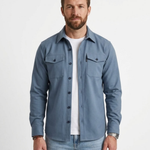 Męska koszula wierzchnia overshirt – prosty krój na wiosnę i jesień – Niebieski