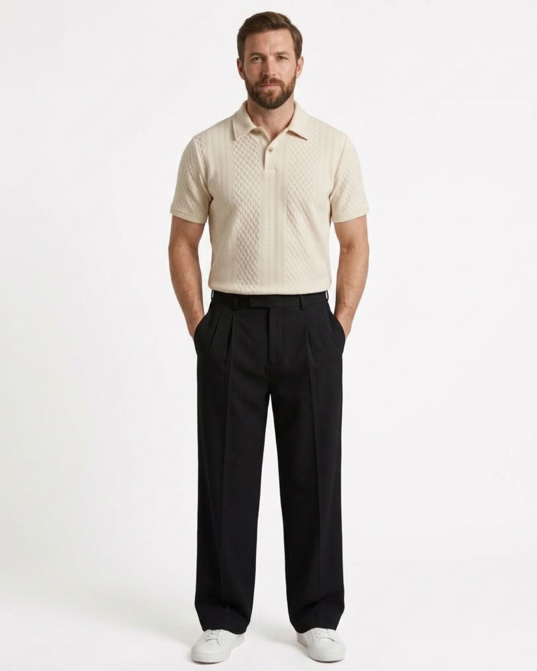 Męskie spodnie z szerokimi nogawkami – luźny krój smart casual – zdjęcie 3