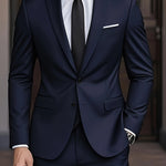 Męski garnitur dwuczęściowy slim fit – nowoczesny krój – zdjęcie 9