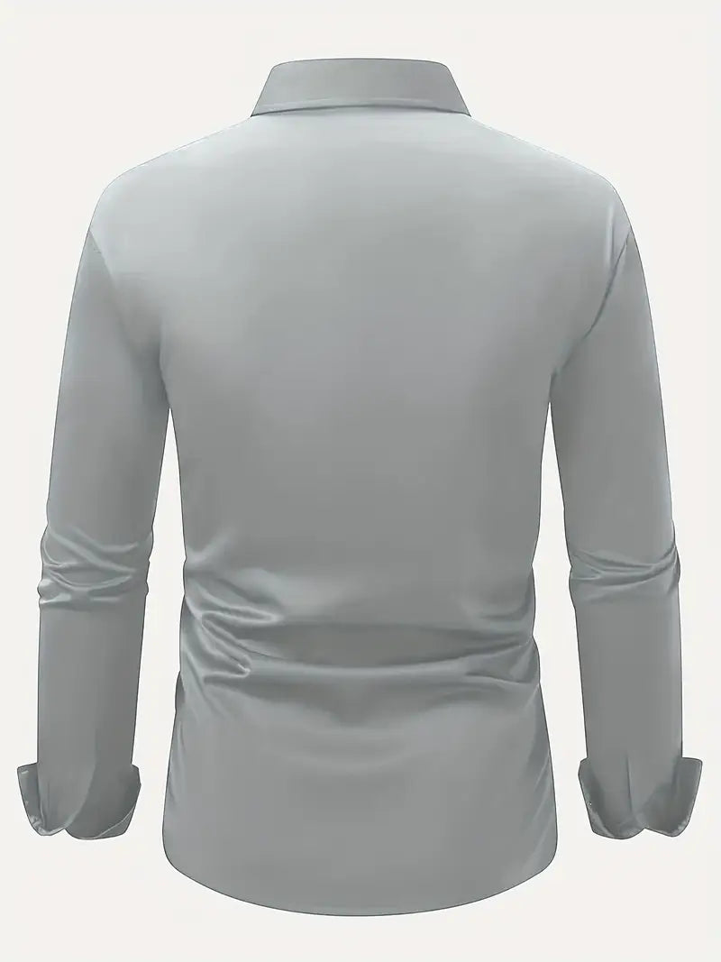 Męska koszula slim fit z długim rękawem – przewiewna, niegnąca się – zdjęcie 7