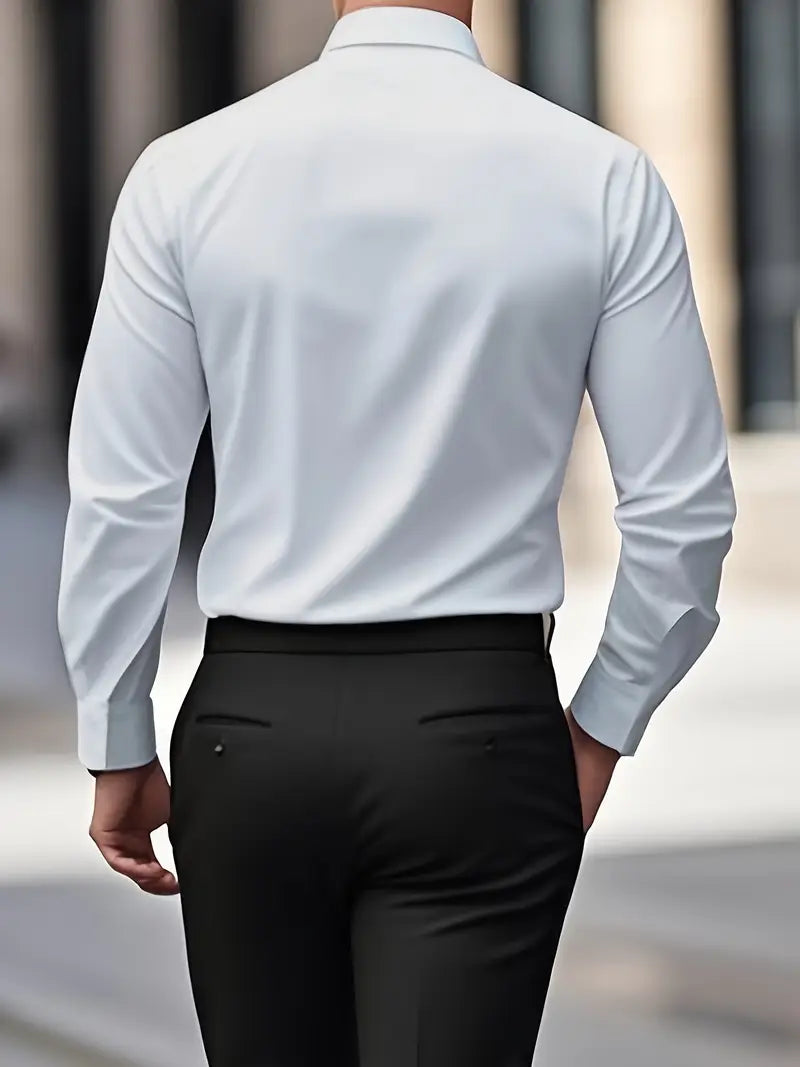 Męska koszula slim fit z długim rękawem – przewiewna, niegnąca się – zdjęcie 2