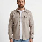 Męska koszula wierzchnia overshirt – prosty krój na wiosnę i jesień – Szary