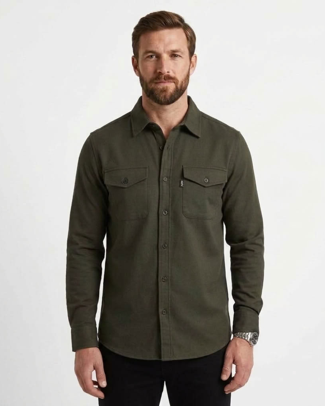 Męska koszula wierzchnia overshirt – prosty krój na wiosnę i jesień – Zielony