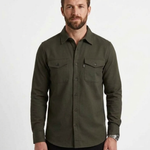 Męska koszula wierzchnia overshirt – prosty krój na wiosnę i jesień – Zielony