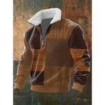Męski sweter polarowy z wysokim kołnierzem – podszyty kołnierz – Ciemnobrązowy