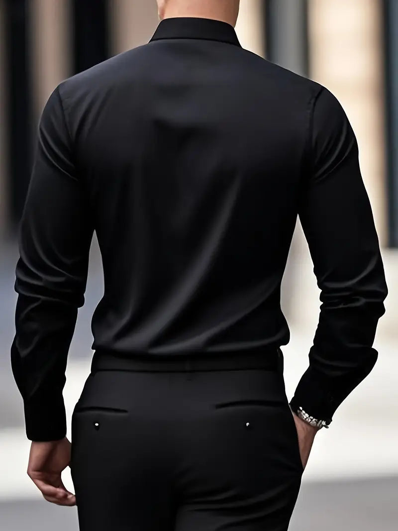 Męska koszula slim fit z długim rękawem – przewiewna, niegnąca się – zdjęcie 6
