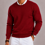 Męski sweter wełniany – klasyczny krój pod marynarkę – Czerwony