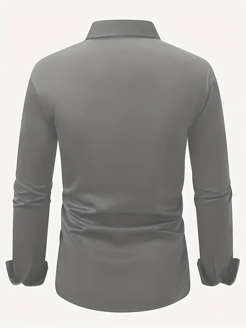 Męska koszula slim fit z długim rękawem – przewiewna, niegnąca się – zdjęcie 8