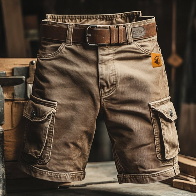 Męskie szorty outdoorowe – lekkie, z elastycznym pasem – Khaki