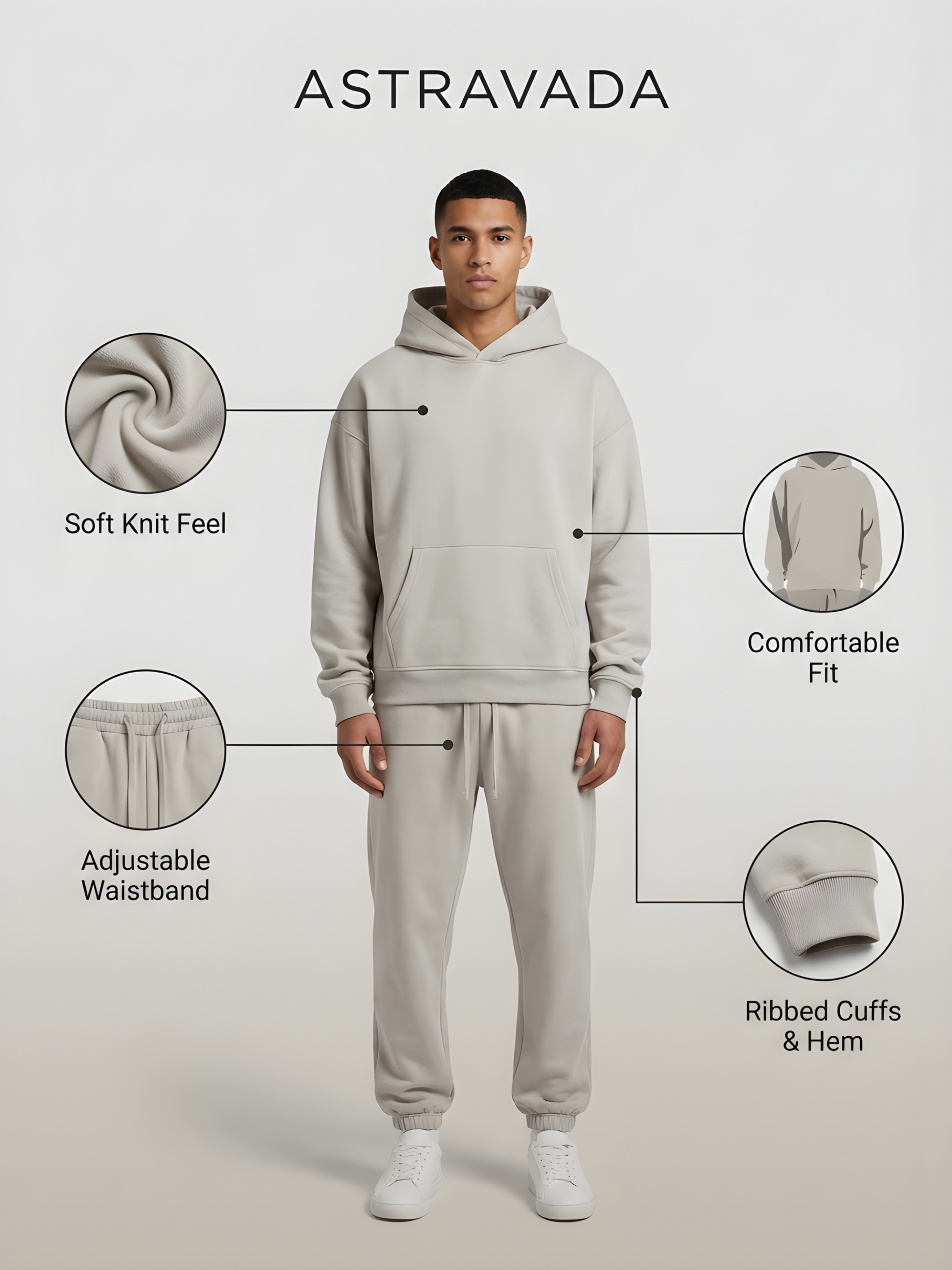 Męski dres oversize – bluza z kapturem i spodnie jogger – zdjęcie 3
