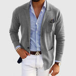 Męska marynarka dzianinowa – swobodny krój smart casual – Szary