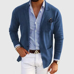 Męska marynarka dzianinowa – swobodny krój smart casual – Niebieski