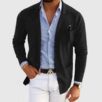 Męska marynarka dzianinowa – swobodny krój smart casual – Czarny