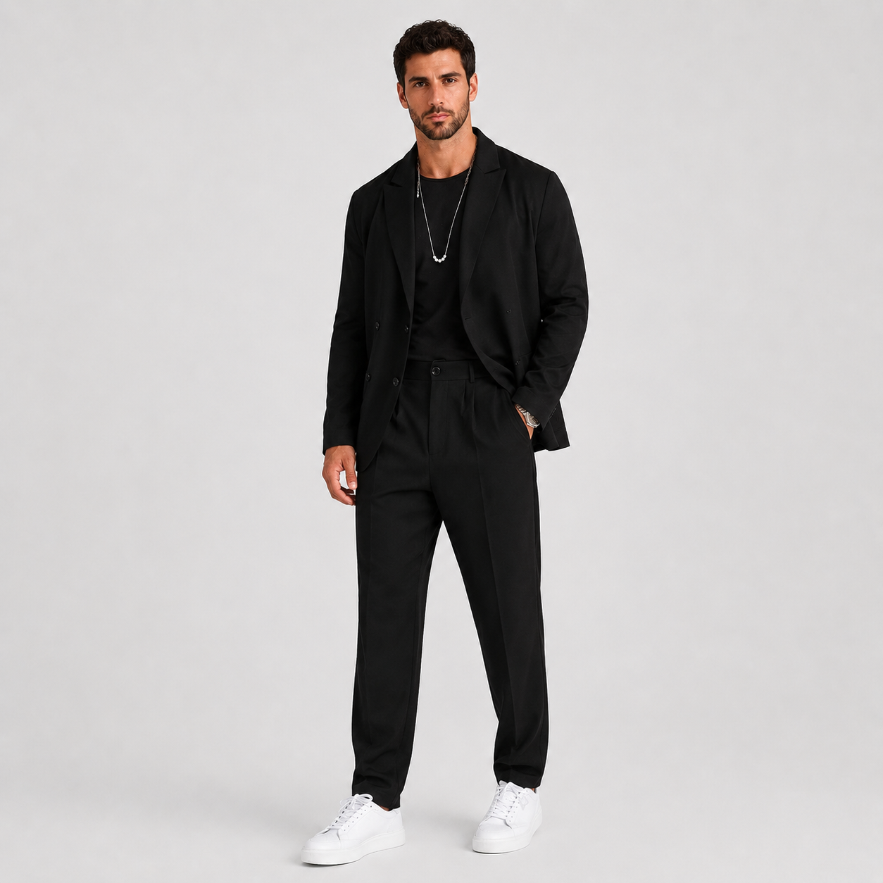 Męski garnitur dwuczęściowy slim fit – marynarka i spodnie – zdjęcie 2
