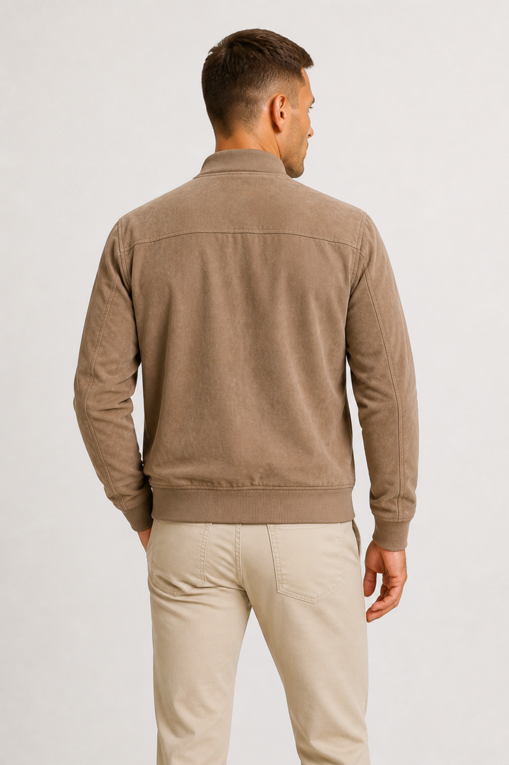 Męska kurtka bomber ze sztucznego zamszu – slim fit na zamek – zdjęcie 1