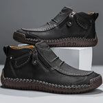 Męskie buty ergonomiczne – zamek z boku, ponadczasowy wzór – Czarny