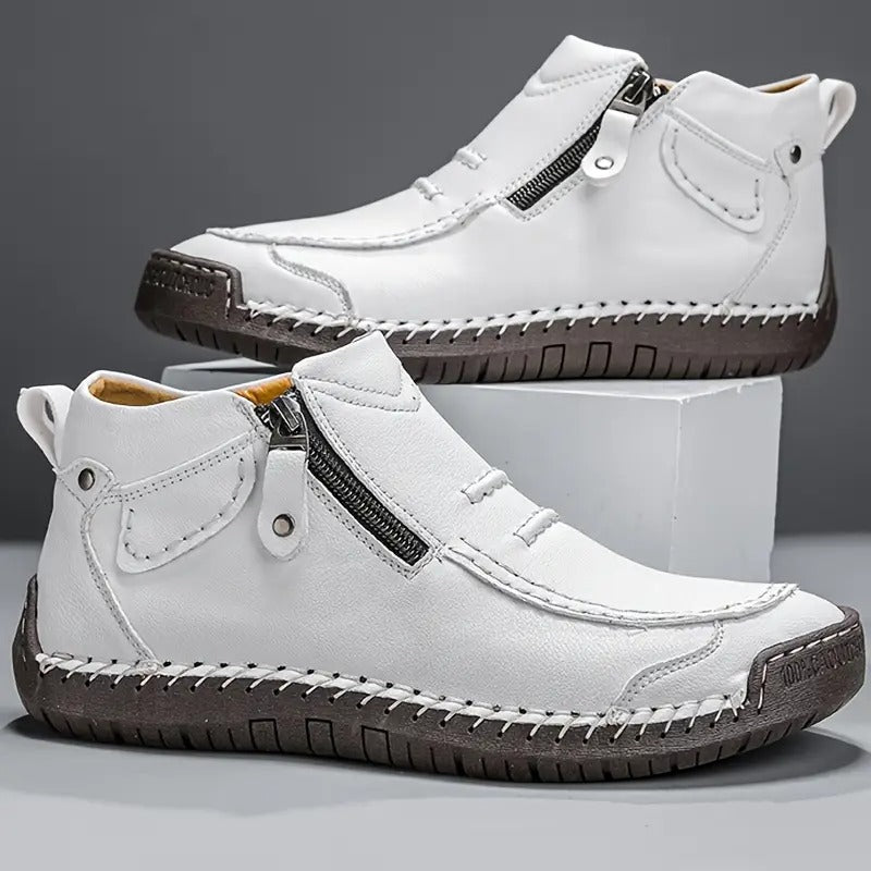 Męskie buty ergonomiczne – zamek z boku, ponadczasowy wzór – Biały