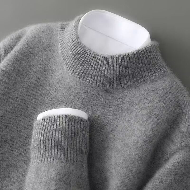 Męski sweter z kaszmiru – dopasowany krój, bez logo – Szary