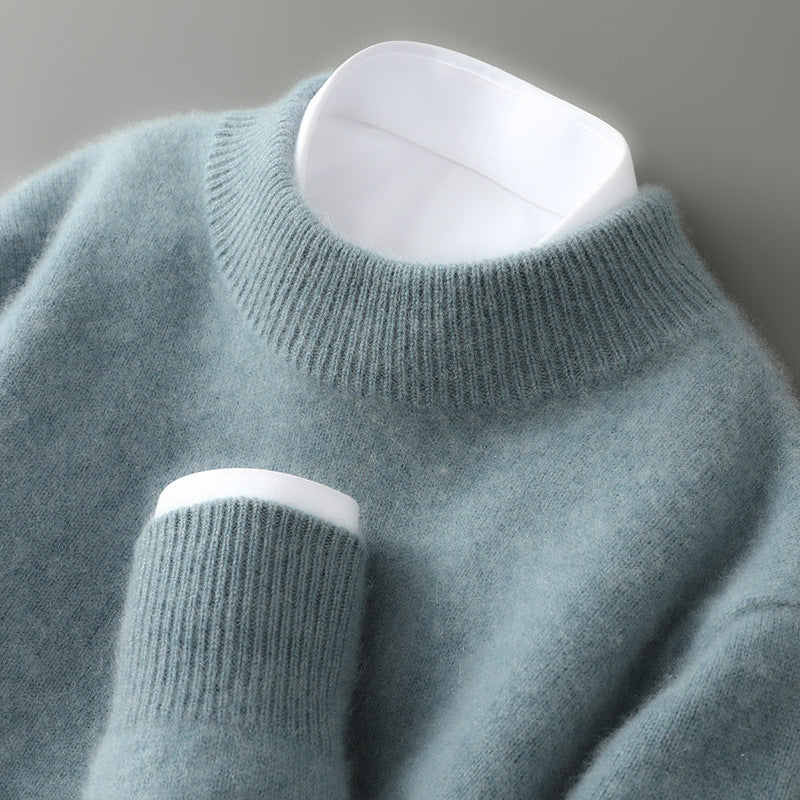 Męski sweter z kaszmiru – dopasowany krój, bez logo – Zielony