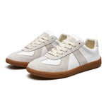 Męskie niskie sneakersy retro – panele i kontrastowe przeszycia – Biały