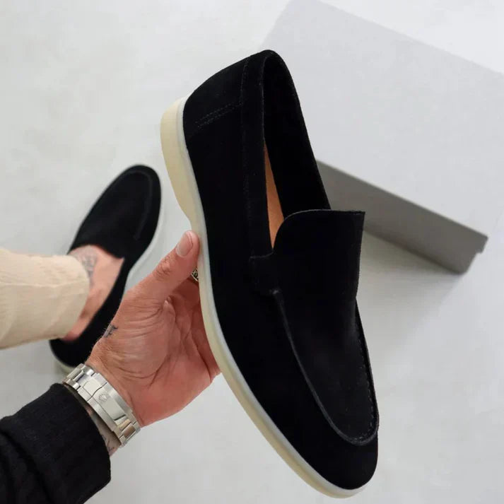 Męskie mokasyny eleganckie – zamszowa faktura, miękka wkładka – zdjęcie 7