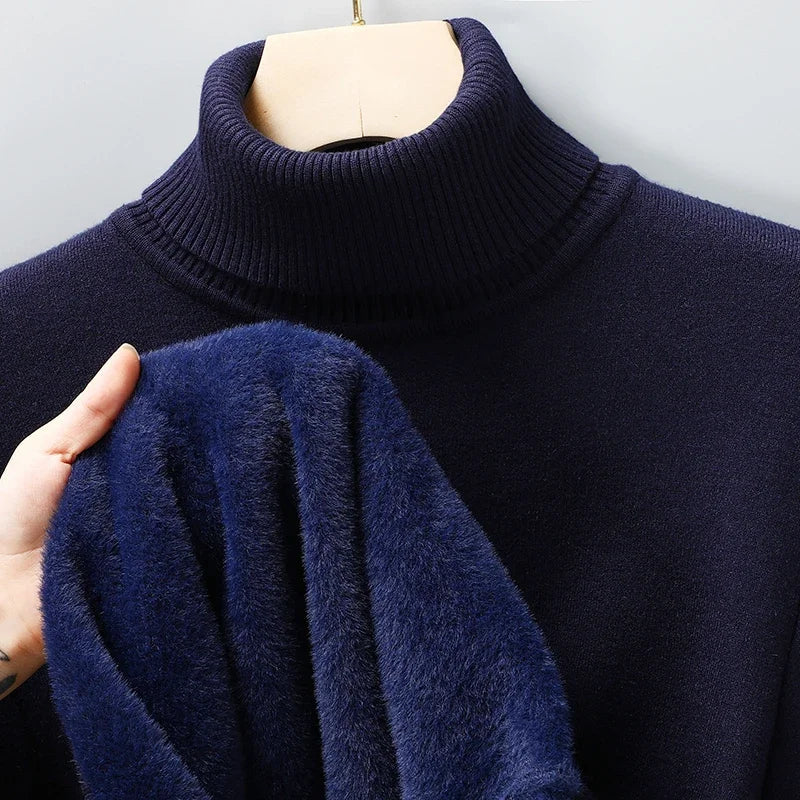 Męski sweter z golfem – klasyczny, dopasowany krój – zdjęcie 11
