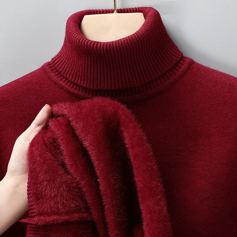 Męski sweter z golfem – klasyczny, dopasowany krój – zdjęcie 12