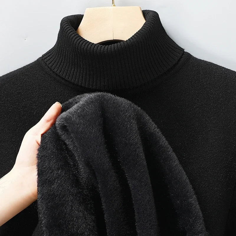 Męski sweter z golfem – klasyczny, dopasowany krój – zdjęcie 8