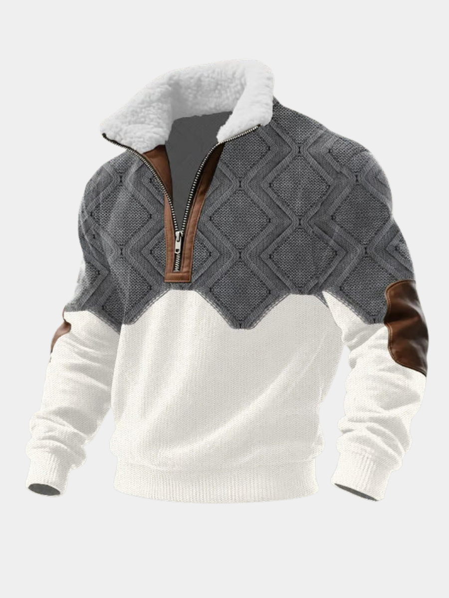 Męski sweter polarowy z wysokim kołnierzem – podszyty kołnierz – zdjęcie 1