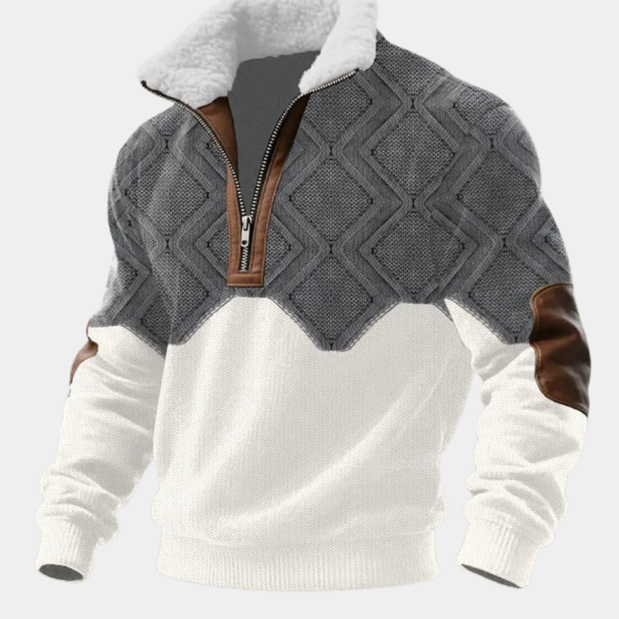 Męski sweter polarowy z wysokim kołnierzem – podszyty kołnierz – zdjęcie 1
